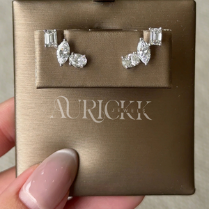 Mixed Cut Silver 14k Gold Rhodium Plated Moissanite Stud <b>Earrings</b> Elegant <b>Climbers</b> for Weddings Parties Engagements Anniversary - Product Image 2