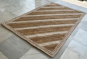 Direct Manufacturer Factory Price Handmade Modern Braided Indian Flat Woven <b>Hemp</b> Rug Stripes Natural Material Area Rugs Sets - Product Image 2