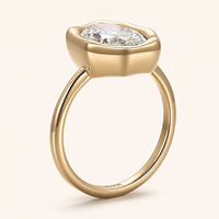 Bague de fiançailles solitaire en or jaune massif 10K 14K avec diamant de laboratoire taille ovale 2CT 3CT 4CT serti clos, pour mariage