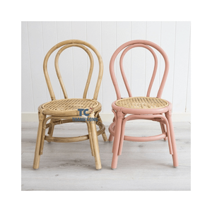 Silla Infantil de Mimbre y Ratán en Oferta, Color Rosa Pintado, Silla de Madera para Niños - Product Image 1