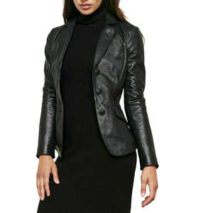 Chaqueta moderna de cuero genuino para mujer Totalmente personalizable de secado rápido transpirable y cómoda para el precio de otoño - Product Image 1