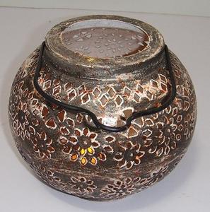 Wholesale Decorative Hollow-Out Metal Lanterns <b>Large</b> Cylinder Iron Pillar Candle Holder Indoor Garden Hanging Lantern withHandle - Product Image 6