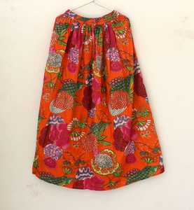 Organic Indian Cotton Floral Print Skirt Breathable Summer <b>Beach</b> <b>Cover</b>-<b>Up</b> with Free Size Natural Waistline <b>Women's</b> Gift - Product Image 3