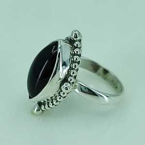 Navya Craft 925 Sterling Silver Women's Handmade <b>Statement</b> <b>Ring</b> Black Onyx Marquise Gemstone Boho Style Size 6.0 Gift Licensed - Product Image 4