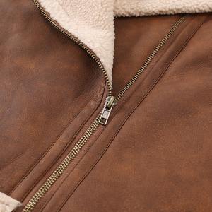 Veste en cuir de mouton véritable pour femme, nouvelle conception de mode personnalisée, manches longues, marron, matelassée, teinte, fermeture éclair, daim respirant, tissée - Product Image 6