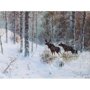 V. Muravyov's Winter Forest Snow Elk Azulejo de cerámica Mural Cocina Backsplash 10x8 Arte de pared - Product Image 1
