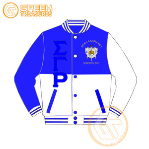 Chaqueta universitaria bordada de satén Sigma Gamma Rho personalizada, chaquetas de mujer de ropa griega transpirable de alta calidad para hermandad - Product Image 3