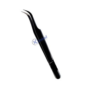 Pinces à épiler pour extensions de cils à pointe incurvée noire de marque privée, fabriquées à la main au Pakistan, en acier inoxydable, pinces personnalisées - Product Image 1