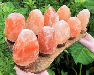 Authentique lampe au sel naturel de l'Himalaya du Pakistan avec cristal sculpté à la main et base décorative en bois pour une décoration élégante - Product Image 4