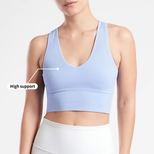 Sujetador deportivo acanalado reciclado para mujer recién llegado personalizado al por mayor Sujetador deportivo de entrenamiento de alto impacto personalizado diseño de sujetador de yoga para entrenamiento - Product Image 4