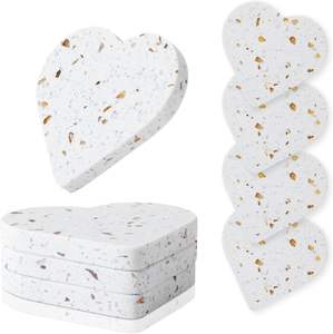 Classic <b>Ceramic</b> Heart Shape <b>Coasters</b> Set of 4-Eco-Friendly Drink <b>Coasters</b> for Tabletop Protection - Product Image 1