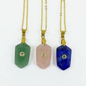 Collier pendentif en argent 925 avec incrustation hexagonale de turquoise blanche - Collier à breloques fait à la main - Product Image 2