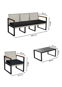 Juego de 4 piezas de reposabrazos de madera de acacia y muebles de comedor de ratán baratos para Hotel, Patio, jardín, Vietnam, uso al aire libre - Product Image 2