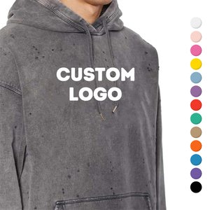 Sweat-shirts à capuche personnalisés brodés, surdimensionnés, sans cordon, en coton uni, logo personnalisé, sweat-shirts pour unisexe - Product Image 2