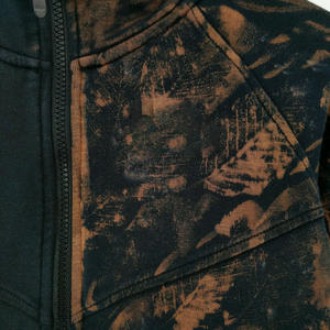 Distressed Applique Patch Embroidery <b>Vintage</b> Acid Washed Men Hoodies Acid Wash <b>Hoodie</b> <b>Zip</b> <b>up</b> - Product Image 3
