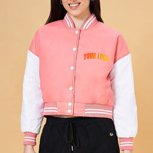 Veste d'université durable pour femmes, vente en gros de vêtements d'extérieur élégants en laine mélangée, manches en polaire, bombardier letterman brodé personnalisé - Product Image 4