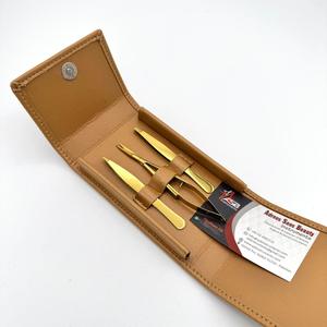 Pince à sourcils plaquée or avec logo personnalisé Pince à sourcils oblique en acier inoxydable durable avec ciseaux à ressort pour cils - Product Image 2