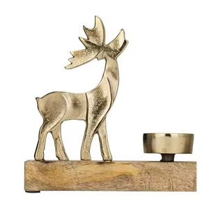 Portavelas de Reno de aluminio plateado para decoración de mesa, iluminación decorativa para Festival de Navidad en casa - Product Image 6