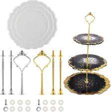 แท่นวางเค้กโลหะชุบทองแบบทันสมัยพร้อมเครื่องมือทำเค้กเรซินสำหรับงานแต่งงานและวันเกิดด้วยงานฝีมือ - Product Image 5