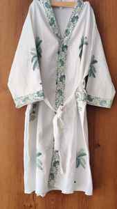 Imprimé gaufré long coton Peignoir Kimono indien été imprimé Floral imprimé Peignoirs de bain jardin fleur Robe - Product Image 6