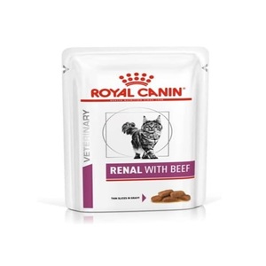 Royal Canin Renal Veterinary Health Nutrition Nourriture pour chat Boeuf humide 48x85g sachets - Product Image 1