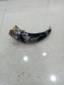 Corne à boire viking avec ligne supérieure en laiton, chope à bière |   Cadeaux d'affaires de 16 à 18 onces liquides, sans danger pour les aliments - Product Image 3