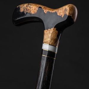 Bâton de marche en bois et résine antidérapant et confortable avec poignée robuste multiforme pour personnes âgées et rééducation - Product Image 6