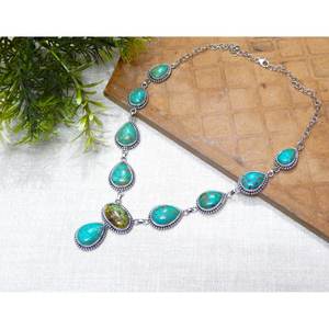 ทำด้วยมือ925เงินสเตอร์ลิงสร้อยคอเทอร์ควอยซ์สำหรับผู้หญิงเครื่องประดับจี้แฟชั่นอัญมณีธรรมชาติ NL0124-GS - Product Image 5