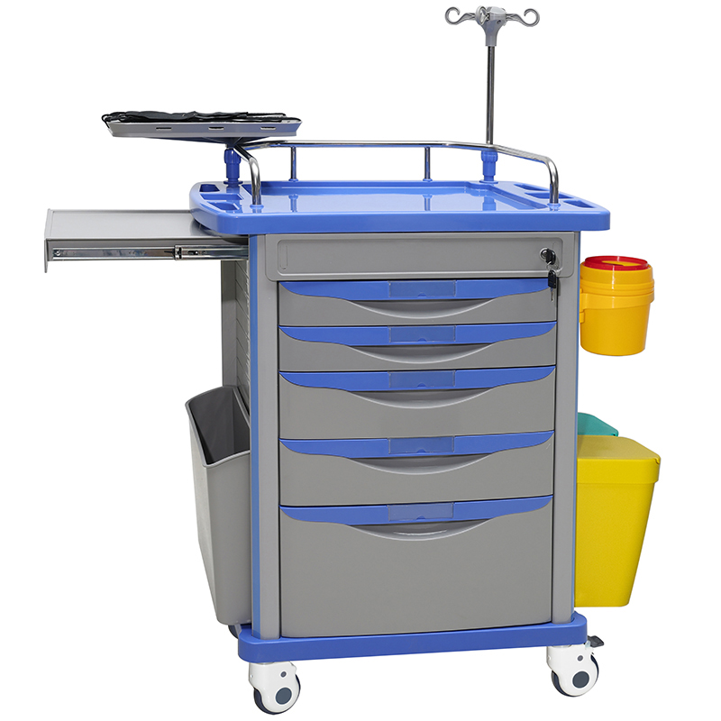 MN-EC001 Meilleur Prix ABS Plastique Mobilier Hospitalier Traitement Chariot d'Urgence pour Patient