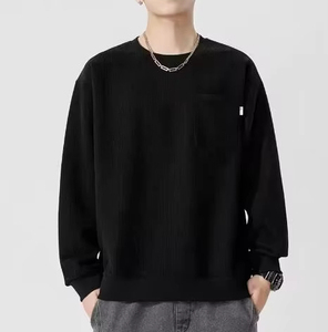 OEM logotipo personalizado bolsillos delanteros 100% algodón prendas de punto suéter de alta calidad Color sólido Casual O cuello suéter para hombres al por mayor - Product Image 4