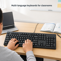Nouveau clavier filaire USB K1800 à 104 touches, vente directe d'usine, clavier multilingue russe, arabe, espagnol, français, anglais