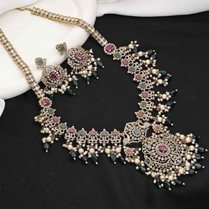 Mehndi chapado CZ collares de piedra, joyería india tradicional, proveedor de joyería de moda personalizada, exportación de joyería de imitación antigua - Product Image 1