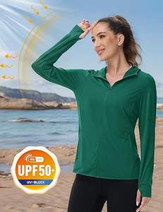 Veste à capuche de sport tendance pour femmes, 100% polyester, tissu tricoté respirant, protection UV UPF 50+, pour la salle de sport, le yoga, l'extérieur - Product Image 3