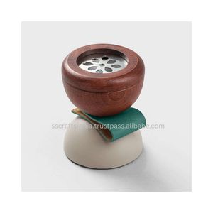 กระถางธูปหอมมาบูคาร์สไตล์อาหรับงานทำมือที่ทำจากหนังและไม้พร้อมด้วยโลหะสลักเกี่ยวกับศาสนาใช้ในบ้าน - Product Image 5