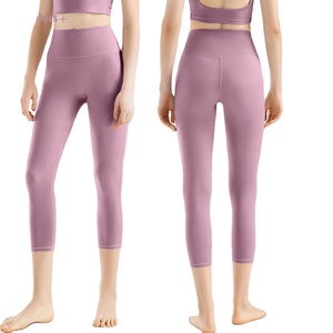 Mallas de entrenamiento de cintura alta OEM de alta calidad para mujer, superventas, Control para mantequilla de barriga, Pantalones suaves para Yoga y Fitness, sólidos - Product Image 3