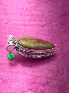 Colgante de piedras preciosas de jaspe con forma de pera hecho a mano, joyería de plata esterlina, collar elegante, regalo para ella - Product Image 2