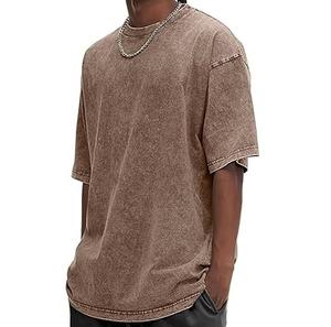 เสื้อยืดผ้าคอตตอนฟอก100% ของผู้ชายเสื้อโอเวอร์ไซส์ไหล่ตกน้ำหนักมากเสื้อ200แกรมหินซักได้กันแดดซีดจางออกแบบได้ตามต้องการ - Product Image 4