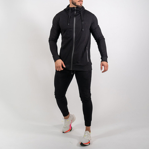 Sweat à capuche zippé pour hommes, vestes de sport à manches longues avec fonction respirante, grandes tailles pour la course à pied, col à capuche - Product Image 1