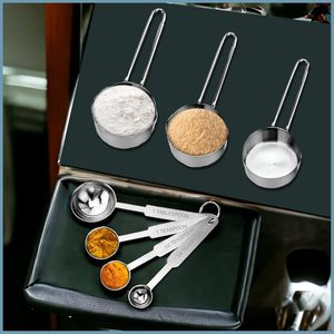 Grossiste Combo avec poignée de mesure en acier inoxydable pour la cuisson et la cuisson Cuillères à mesurer en acier inoxydable et tasses Lot de 8 - Product Image 6