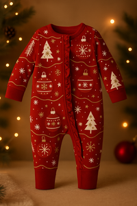 Pelele navideño de algodón para niños pequeños con función de doble cremallera - Product Image 2