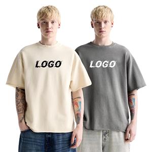 Usine en gros mode luxe 250/300 GSM poids lourd surdimensionné hommes T-Shirts 100% coton bouffée impression t-shirts - Product Image 6