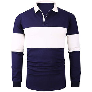 Chemises personnalisées en tricot solide pour hommes, impression, broderie, polyester/coton, logo OEM, séchage rapide, manches longues - Product Image 1