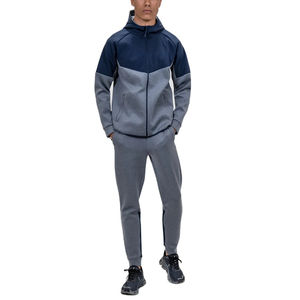 Ensemble de survêtement pour homme en coton 100% avec logo personnalisé en gros 2026, streetwear, poids lourd, sweat-shirt à capuche, fermeture éclair, jogging uni, polaire technique - Product Image 1
