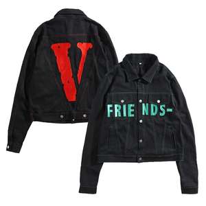 Abrigo de mezclilla retro informal para hombre con capucha Bomber de estilo callejero prendas de vestir exteriores de algodón lavado con logotipo frontal chaqueta vaquera de lona - Product Image 4