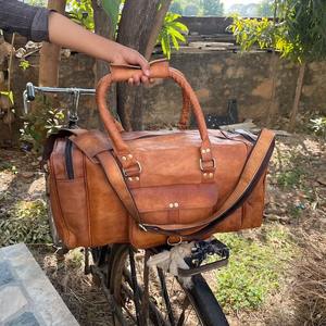 Handmade Large Genuine Leather Duffle Men's <b>Weekender</b> Overnight <b>Bag</b> Personalized Brown <b>Black</b> Tan Vintage Custom Candy - Product Image 5