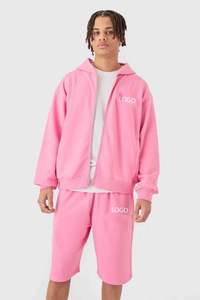 Conjunto Deportivo Unisex Cobalt de 2 Piezas con Capucha y Cremallera, Hombros Caídos, Transpirable, 100% Algodón Felpa, para Fitness, Jogging, con Estampado - Product Image 6