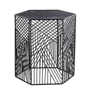 Table d'appoint en métal avec dessus rond pièce maîtresse en fil de fer fini enduit d'antiquité - Product Image 6