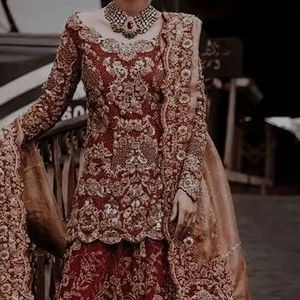 2025 @ Designer & Beautiful Heavy Embroidery on Bridal Kurta, Lehenga & Dupatta <b>Dress</b> with Embellished Dabka Pearls Stone Work - Product Image 1