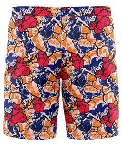 Short de bain d'été pour homme, coupe courte, motif tissé à sublimation, technique uni vintage, deux poches profondes à l'ourlet latéral, polyester basique - Product Image 5