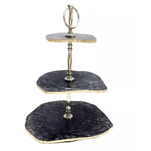 Soporte para Tartas ecológico hecho a mano de resina sin cortar de 3 niveles para bodas, cumpleaños, fiestas, bandeja para servir - Product Image 1